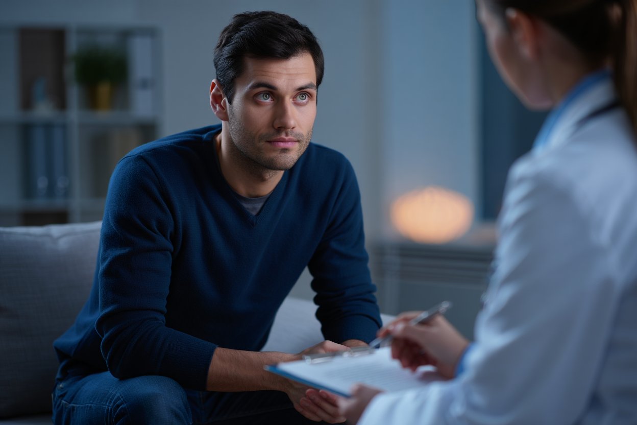 Зависимый на консультации у нарколога